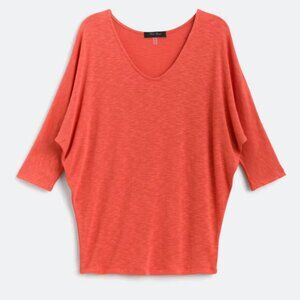 Laila Jayde Bowie 3/4 Sleeve Dolman Knit Top, Size M, Coral